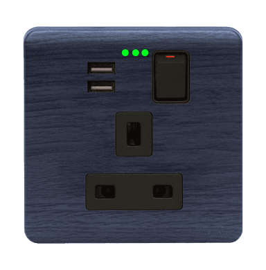SCINTILLA 13Amp. Single Switched Socket Outlet with Indicator + 3.4Amp. Type-A USB B/Matte with Kaluwara Surround